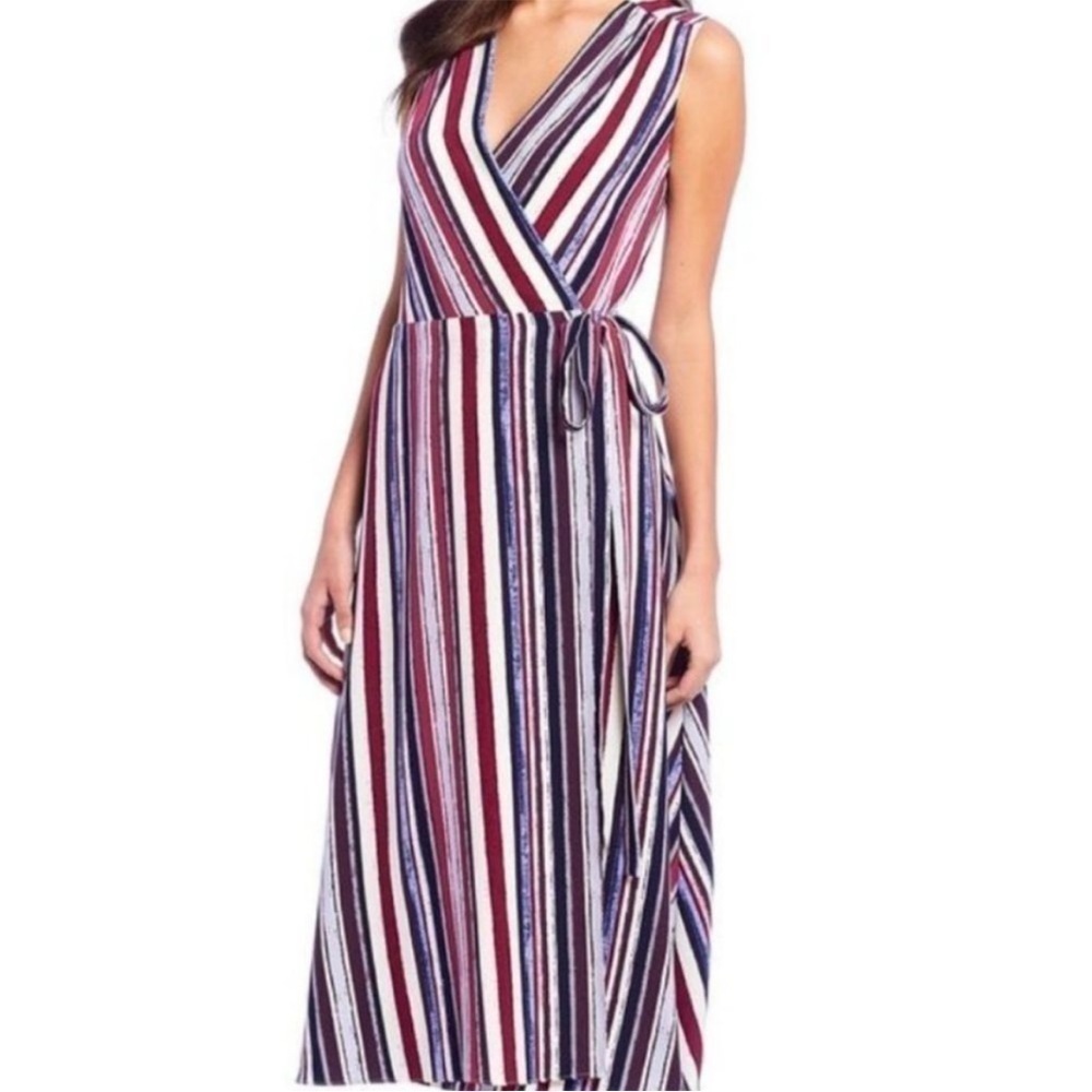 Alex Marie Stripped Wrapped Maxi Dress Size 16 (‎ NWT )